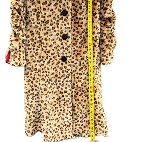 Vintage Cheetah Coat Leopard Fur Teddy Jacket Cowl Neck Fuzzy SZ L Retro Mobwife - Picture 5 of 12